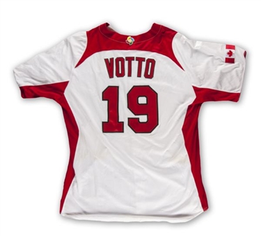 2013 Joey Votto Team Canada Game Worn Home Jersey (MLB Authenticated) 